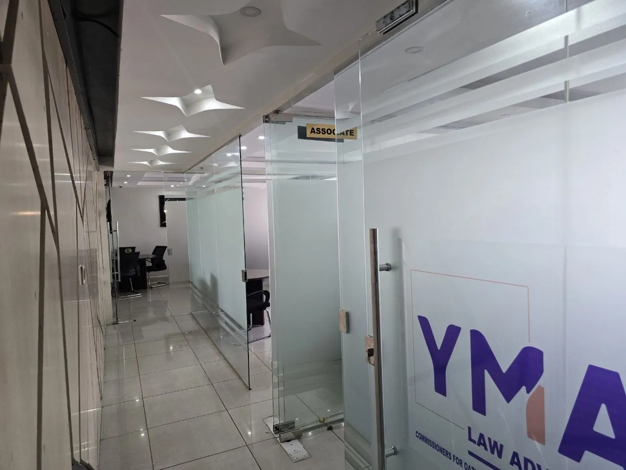 Office corridor leading to team offices at YMA Law Advocates LLP, Nairobi